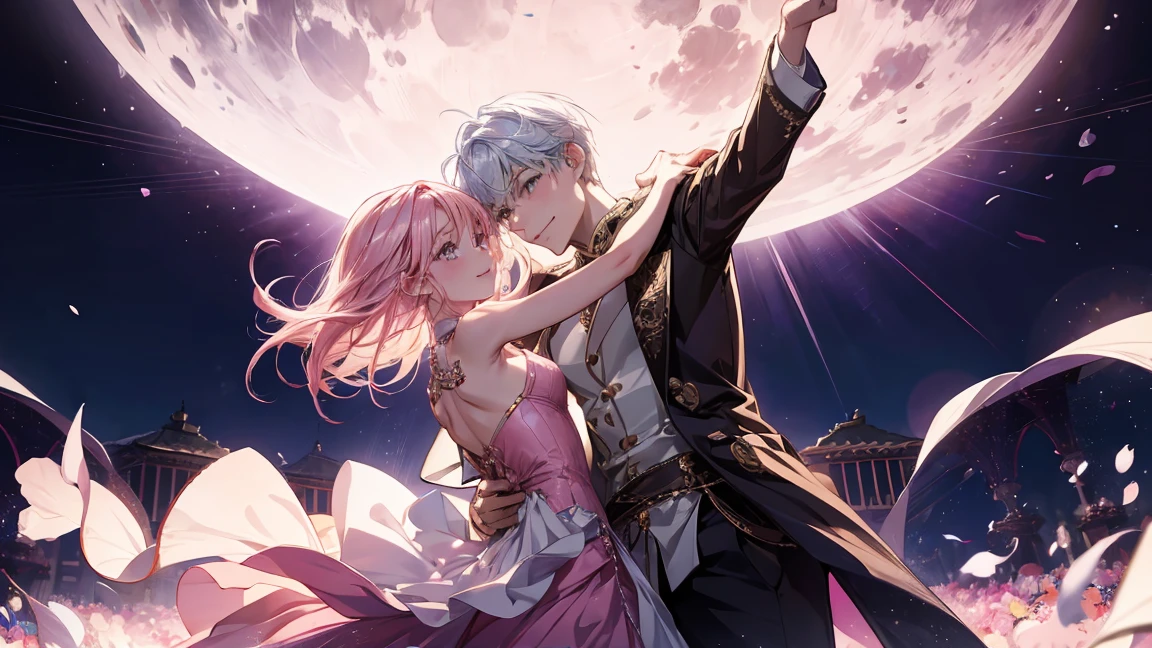 The man with light blue hair and purple eyes looked at the woman with long blonde hair and pink eyes who used magic to heal the man's wounds.undefined, undefined, สงครามเวทมนตร์, พลังรักษา