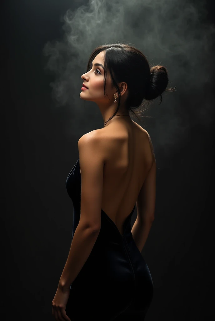 In this photograph, an Indian Instagram female model in her mid-20s takes center stage. , (highly detailed face:1.4) (smile:0.7) (backround 5 star hotel , moody, private study:1.OV, by lee jeffries, nikon d850, film stock photograph ,4 kodak portra 400 ,camera f1.6 lens ,rich colors ,hyper realistic ,lifelike texture, dramatic lighting , cinestill 800, realistic, wearing orange black dobby weave self design fit & flare dress Sweetheart neck Short, puff sleeve Tie-up detail on back Above knee length in flounce hem Attached Lining Chiffon fabric, actress, karla ortiz, posing!!, candid picture, by Max Dauthendey,Completing the aesthetic, the model wears a slave collar with a chain around her neck. The photograph is meticulously captured in 8K resolution using cutting-edge techniques such as Cinema 4D and Octane Render, resulting in a highly detailed and photorealistic image. Studio lighting, HDR, and a smoky mist create a captivating ambiance, while the bokeh effect adds an artistic touch.