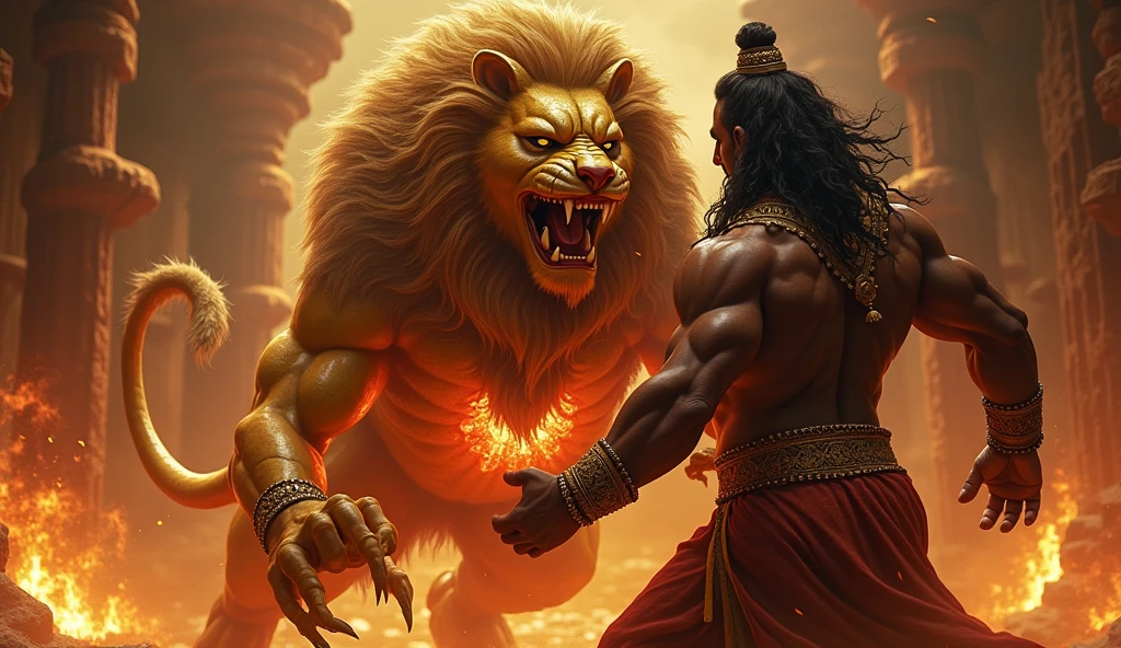  lord narasimha killing young hiranyakashyap  by ripping his stomach and putting on his thighs

