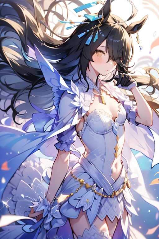 (((masterpiece))),(((bestquality))),((ultra-detailed)),(illustration),((anextremelydelicateandbeautiful)),dynamicangle,floating,(beautifuldetailedeyes),(detailedlight) (1girl), solo, floating_hair,glowingeyes