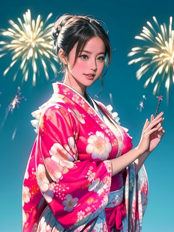 It depicts a Japanese woman wearing a beautiful kimono . ( Winter ...