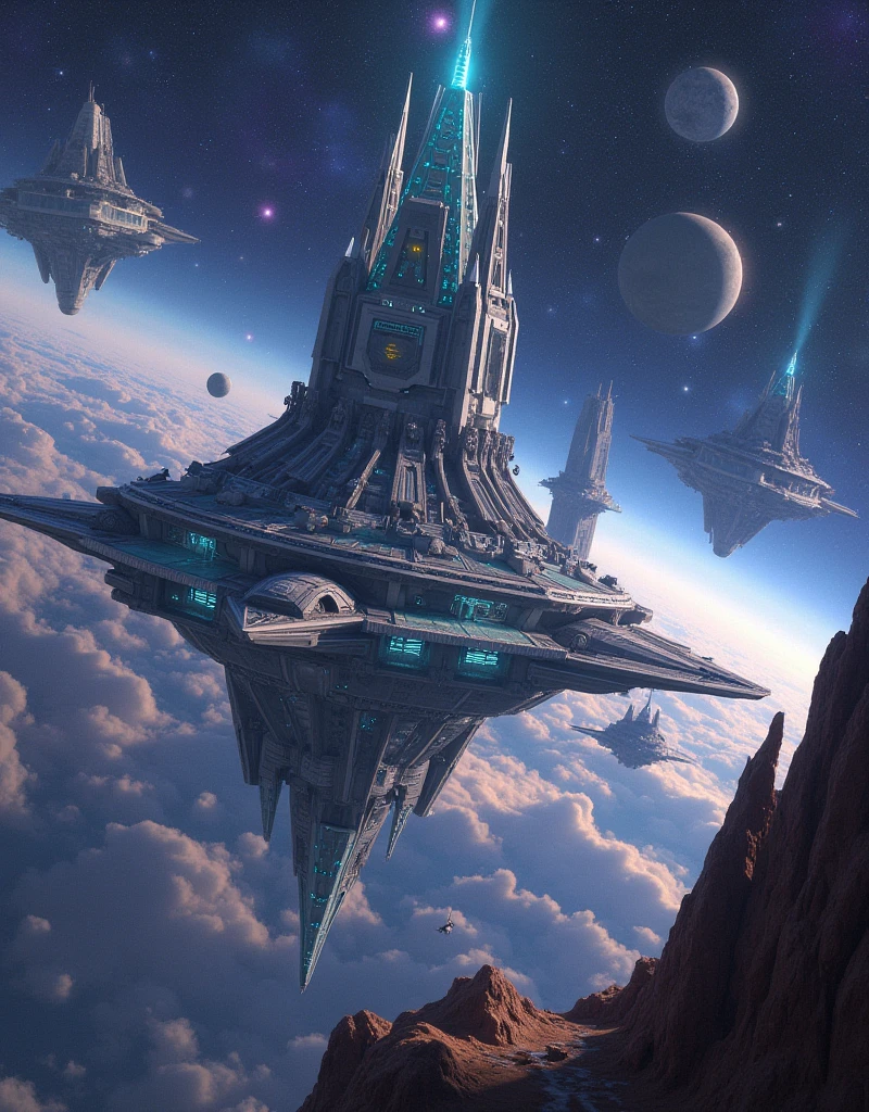  It's a star-studded universe .  Space colonies of various shapes float.  One of the cities that reveal its inside ，It's like a Macross Fortress .