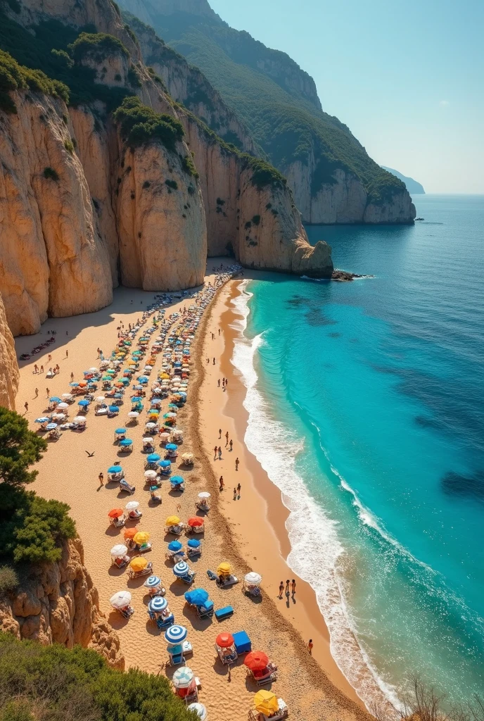 Croatia, beach, trees, wide angle, sun, photorealistic,((people)) --auto --s2