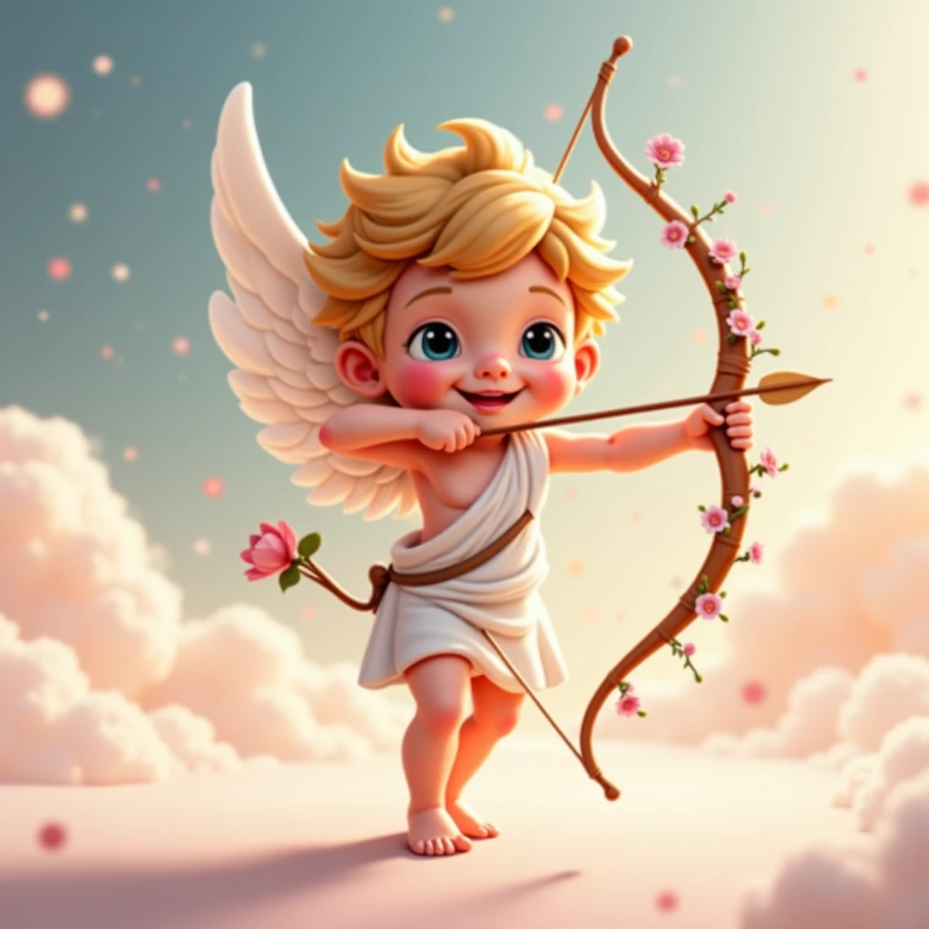 A cupid under a rainbow