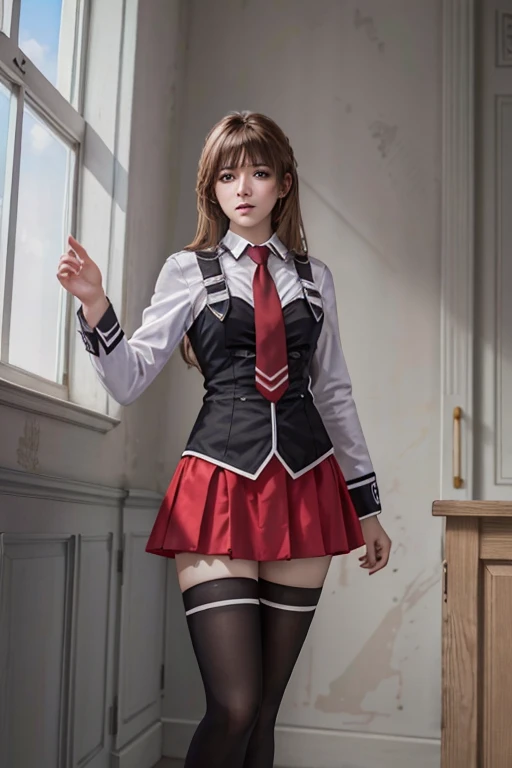 best quality,masterpiece,highres,original,extremely detailed wallpaper,perfect lighting,extremely detailed CG,standing,
bbuniform,thighhighs,