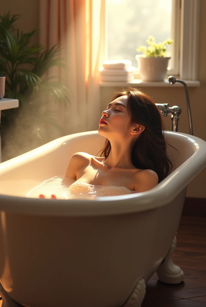 Pretty girl taking a bath