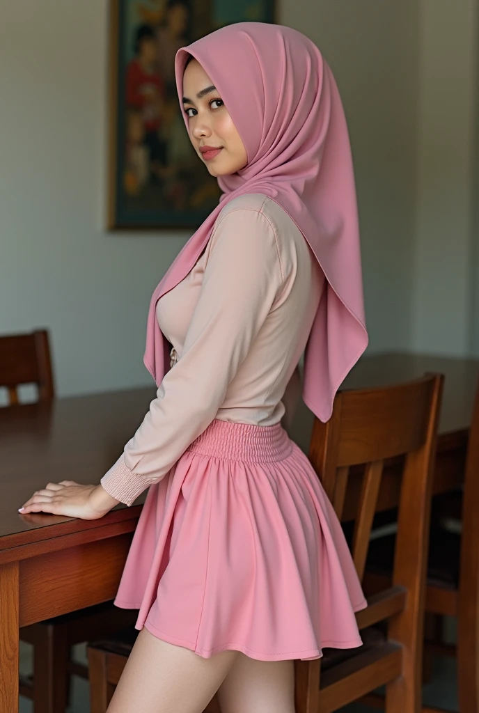 hijab girl, pink dress
