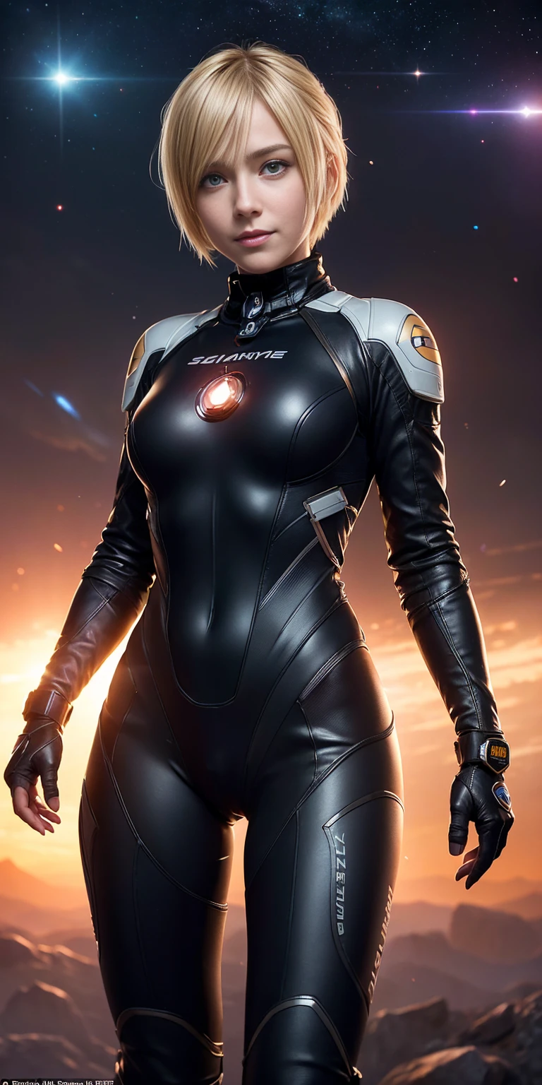 ((science fiction)),((detailed skin)),((perfect eyes)),((detailed skin)),((skin blemish)),((Alisa Selezneva)),((lonely space station)),((oppressive atmosphere)),((Loneliness)),Neolight,futuristiches Style,((a girl)),(( in a fururistic squire spacesuit,bodysuit)),(( nice face)),( blond short hair ),((Looking at the camera,smiles)),(Photorealistic),(8k),( Masterpiece )