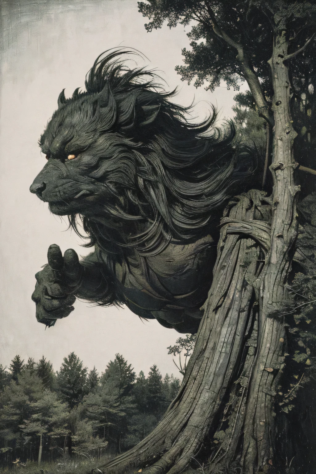 ((月night, night, Darkness)), ((A large number of beast-like monsters)), ((war)), ((Jumpscare)), outline warm color, ((festival)), ((Chojugiga)), ((Shihon Bokuga)), antique, (personality personification ), (Ink painting), Black and White Art , (Old paper style illustration), (Hunting Painting Style, Little Monster , Old performance, Variation pointillism, flat illustration , creepy, ( Horror elements), creepy worldview, ( Primitive art ), outline warm color, are styled like old picture scrolls, Old stage, Ancient mural style, Intense Movements , jump, ((low angle)), Hanfu, ((close up of face))