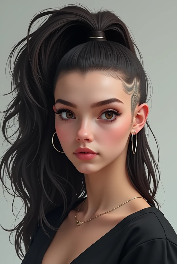 A physically fit woman in her 20's, Instagram, black hair, from the czech republic, photo realistic --auto --s2