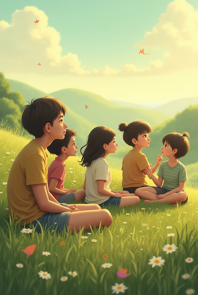 children debating with white cartoons