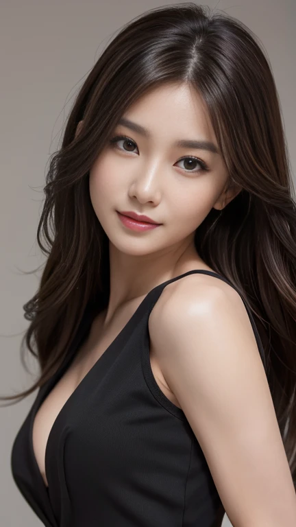 (best quality, high resolution, masterpiece: 1.3), A tall and beautiful woman, slim的腹肌, Dark brown hair,#1: Loose, Wavy Hair, breast, Suspender Skirt, (Modern architecture in background), Facial details and skin texture are beautifully rendered, Delicate eyes, Double eyelids, Long legs, Beautiful legs, High heel, permanent, permanent, whole body, Fujifilm X-T3 Photo, Cleavage exposed, transparent, Huge file size, Official Art, Highly detailed CG Unity 8k wallpaper, Highly detailed young woman, Highly detailed face, highly Delicate eyes, Very delicate skin, Very detailed hands指, Very detailed hands, Very detailed nose, The mouth is rich in detail, Perfect anatomical structure, Very detailed background, Very detailed chest, Solitary, (18:1.2), teenager, Lovely girl, Lovely, Realistic body, , White skin, Radiant Skin, slim, Black Hair, Long and straight hair, (Bangs: 1.2), Smile, Lovely, young, Lovely face, Realistic face, Exquisite eyes, Drooping eyes, Corrina, Korean Idol, Sterling Silver Necklace, White clothes