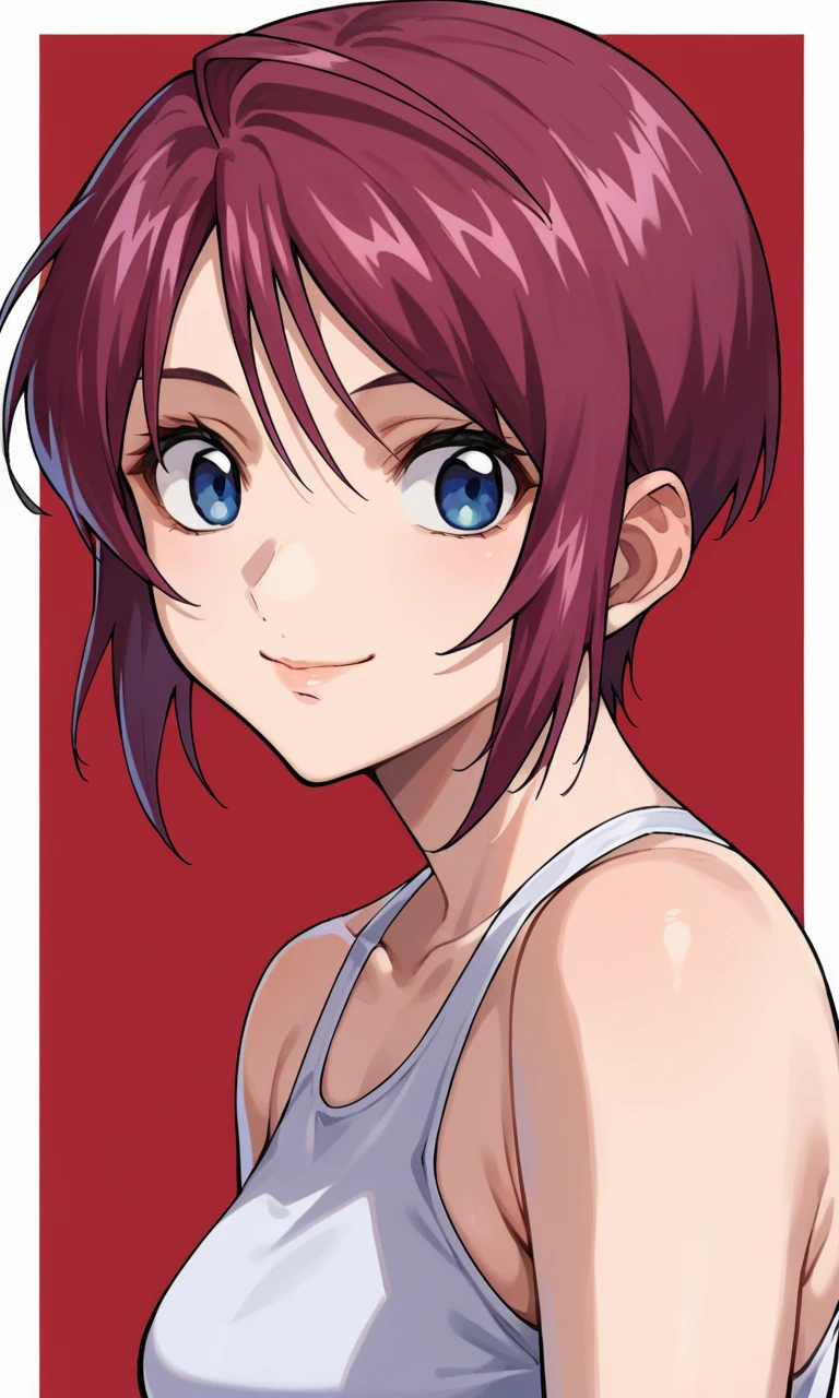 score_9,score_8_ up,score_7_ up,score_6_ up,score_5_ up,score_4_ up,Anime coloring, source_Anime, Luna Maria, One Girl ,Alone, blue eyes,Red Hair, shorthair , , swimsuit,smile, multicolor background, Portrait,whole body, Watching Viewers ,