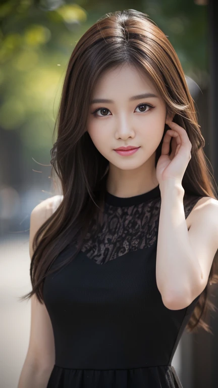 (table top:1.3), High resolution, Super detailed, Highly detailed CG Unity 8k wallpaper, realistic, photo-realistic, RAW photo, beautiful and detailed face, white skin, realistic skin, fine fabric texture, detailed hair texture, perfect proportions, beautiful face, Accurate, anatomically correct, Highly detailed face and skin texture, natural neck length, (beautiful hand air skin:1.2), thin legs, thin legs, fine eyes, symmetrical eyes, light brown eyes, double eyelid, thin eyebrows, (glossy lips:1.4), (goddess smile:1.2), 
break, 
(classy and cute girl:1.3), 
(medium big breasts), (slender body shape:1.2), 
(dark brown hair, wavy hair), ((long hair, asymmetrical bangs:1.2)), (upper body shot:1.2), 
 (by bus: 1.2),bus guide、night、cold winter season、winter fashion、outside、have、Random outfit with random colors, but、thave dress is so sexy、male
