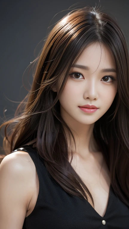 (Super beautiful woman)、((highest quality、8K masterpiece:1.3))、sharp focus:1.2、(super beautiful face:1.0)、(shiny skin:1.0)、realistic pictures、black hair、video lighting、High resolution eyes and face、video lighting、japanese actress、from the front、with a happy smile、whole body、Brush your hair up with your fingers.