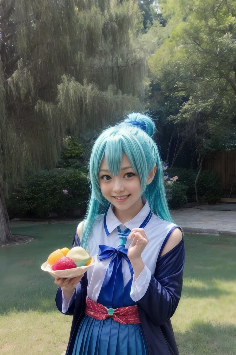   (( Japanese Transcendental Cute 6th Graders))  , (smile),  (( cute uniform))、(( super transcendental cute face))、((" blessings to this wonderful world！"Aqua-san's cosplay)), 