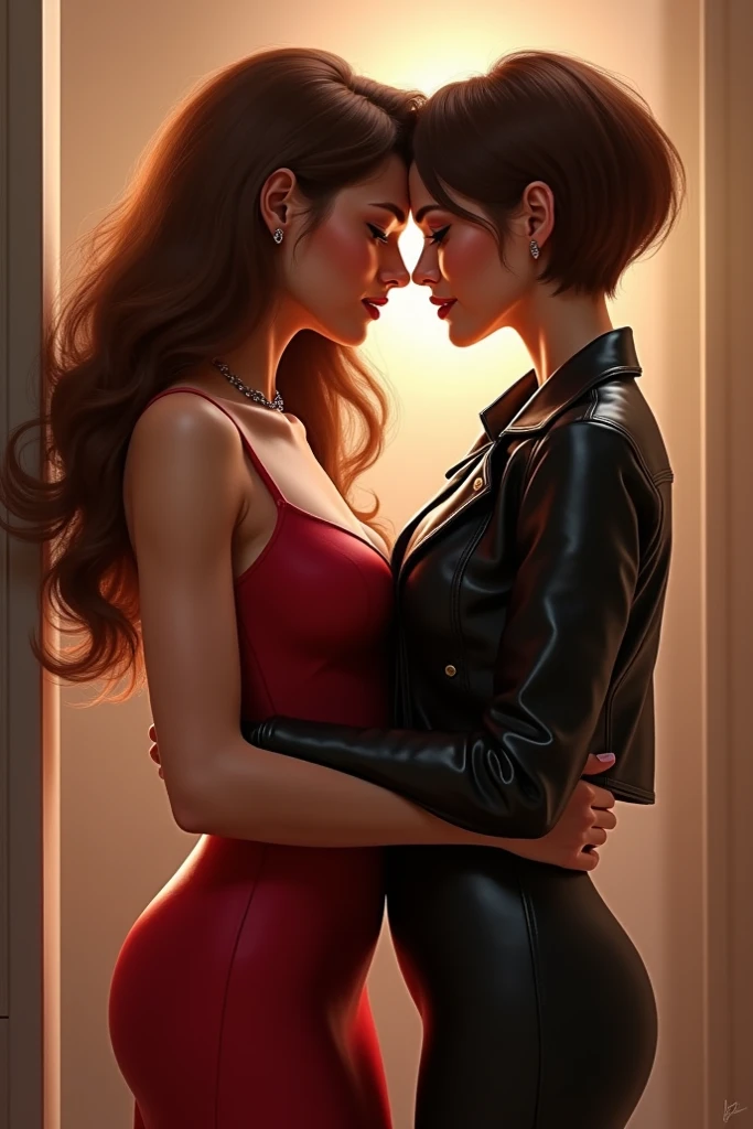 there are two women hugging each other, dancing with each other, hugging each other,