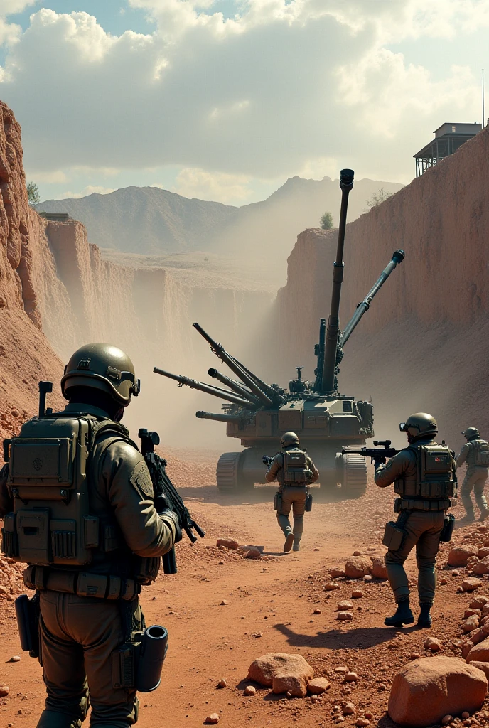 battle ground,soldiers charge to enemy,glorious, (masterpiece:1.2), (illustration:1.2) ,(best quality) ,(detailed) ,(intricate), (8k) ,(HDR), (wallpaper), (cinematic lighting), (sharp focus),artillary, explosion,from behind,War photography,in the middle of combat,heavy dust on ground,pov,omaha beach scene from saving private ryan,hot metal shrapnel,
