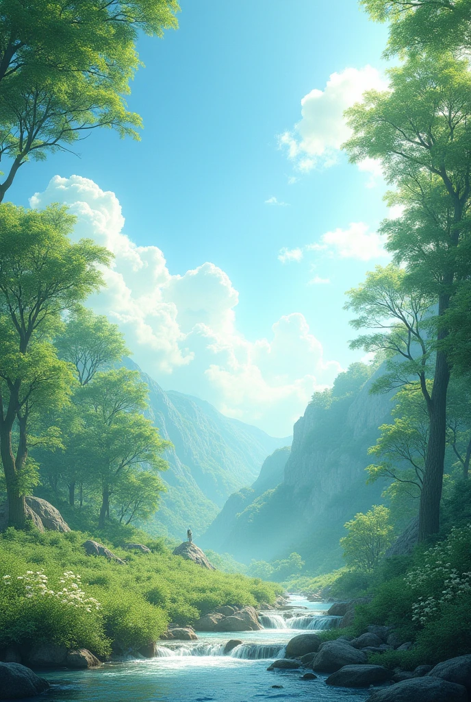 Fresh Air Concept:
• A serene natural background, like a clear blue sky or a forest, symbolizing clean air.