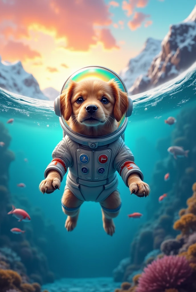 dog　Space Suit　sea　rainbow　snow