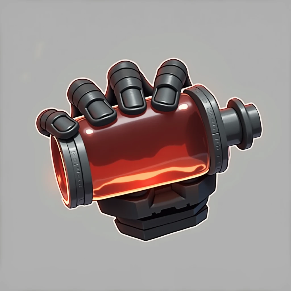 (masterpiece, top quality, best quality, official art,beautiful and aesthetic:1.2),(4K,8k, best quality,masterpiece:1.2),(((white background))), Alone, game icon, game icon,A robot , and holds a glass bottle filled with red liquid in its hand,The manipulator is made of black iron , mechanical joint,High-quality texture, clearly structured and accurate , modern realistic style ,Light unifies nature。
