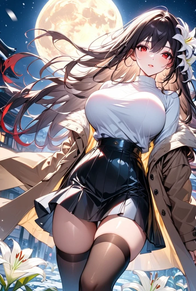 swiftsurebkn, (uniform), 1 girl, solo, big breasts, spread legs, angry, blush, black legwear,