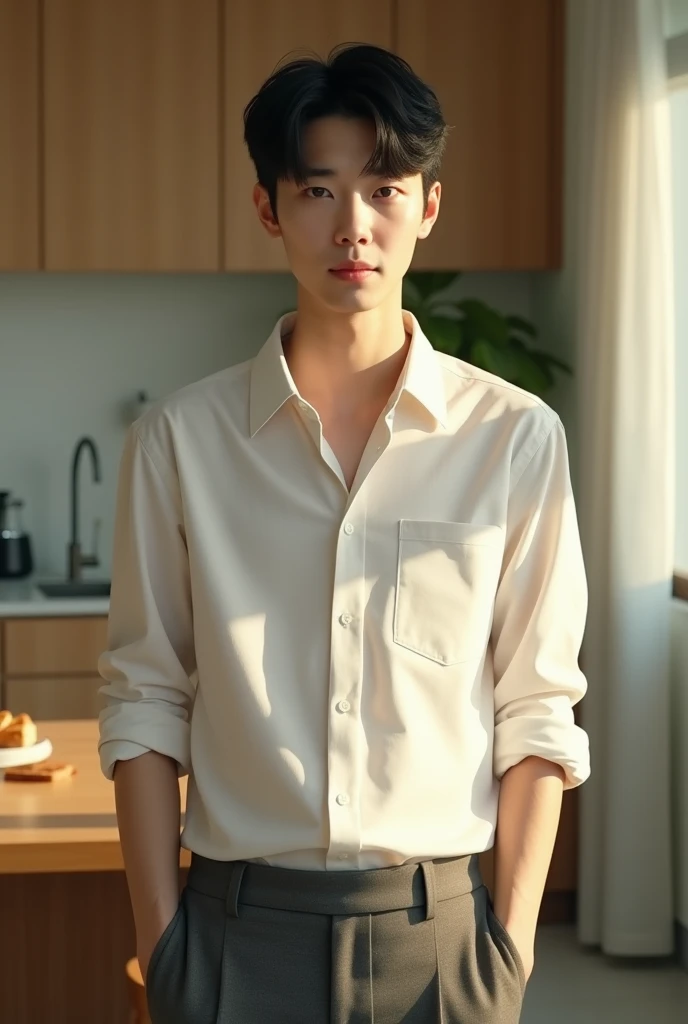  Style Hints

Protagonist （Social Freshman ） Style Hint

Prompt words：
cinematic, medium close-up of a young man in his early 20s, with sleek black short hair styled naturally fluffy, wearing a slightly wrinkled white shirt with rolled-up sleeves and dark gray slim-fit trousers, his expression a mix of curiosity and nervousness, subtle Korean-style natural makeup emphasizing his soft features, standing in a modern minimalist office setting, soft natural lighting illuminating his face –ar 3:4 [Emotion: curious and hopeful, director: Na Hong-jin, Lighting: warm and diffused, Color Palette: neutral tones with soft highlights]
cinematic, medium shot of a young man sitting at a modern kitchen table, wearing a slightly wrinkled white shirt, startled as coffee spills from a tipped mug onto his toast and shirt, crumbs scattered on the table, golden morning light streaming through nearby windows, a mix of panic and frustration on his face –ar 16:9 [director: Bong Joon-ho, Emotion: light panic, Lighting: soft morning glow, Color Palette: warm wood tones with vibrant coffee brown]
