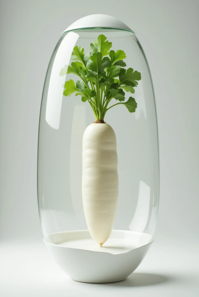 Alone, Japanese white radish/(it has leaves),It is in daycare capsule,Research Facilities