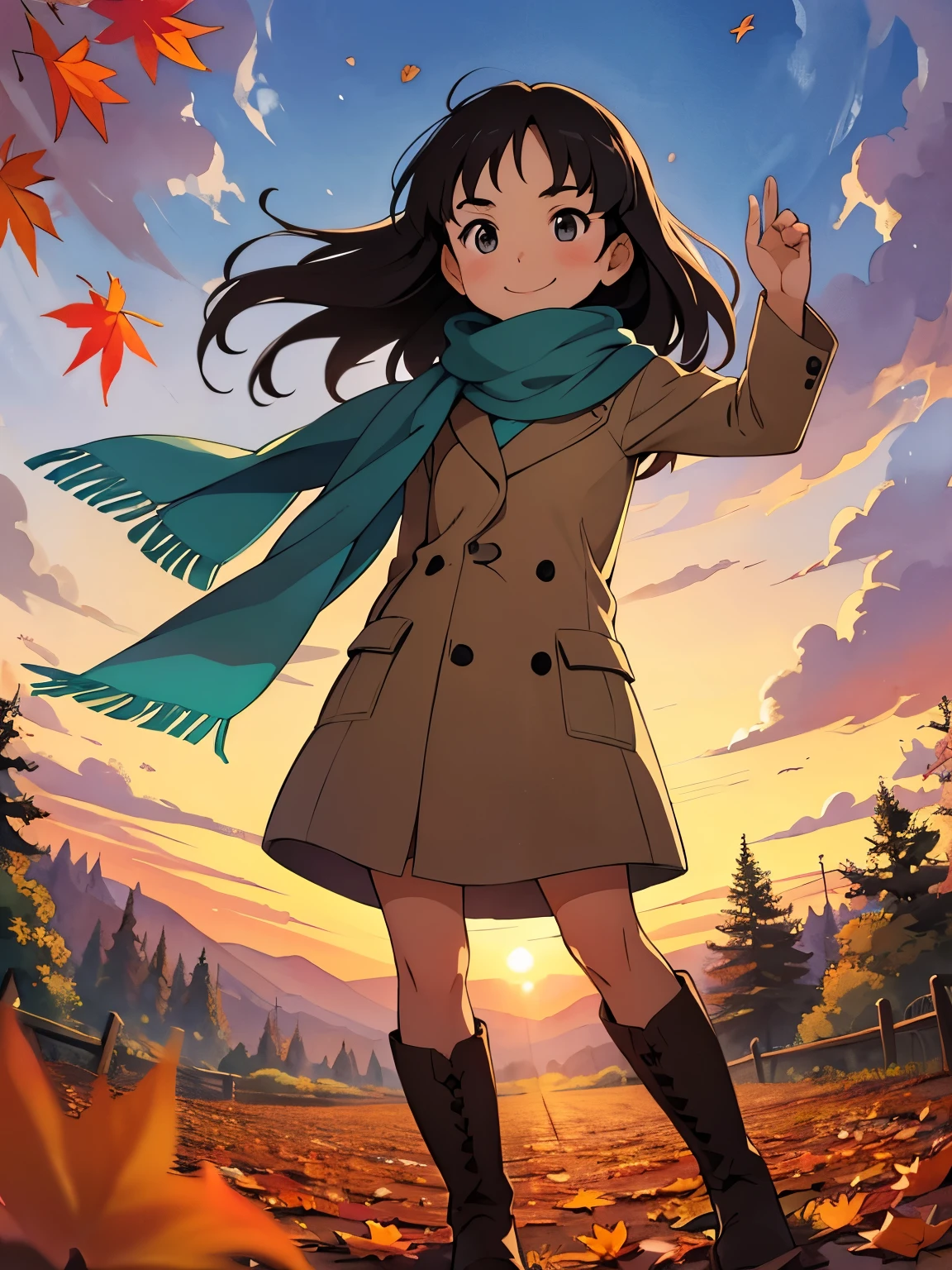   Masterpiece ，   top quality ，   HD，(    super flat    ,      flat shading    )，Glass，    beautiful dark hair  ，    fisheye lens ，   beautiful young mother and adorable daughter，     warm scarf  ， (naked)，   long hair，    boots, smile, smile，  White Breath，fun, play，Autumn park garden，  Fallen leaves for vaginal discharge   ，Autumn sky，dusk，    Beautiful Sunset   ，Wide angle，    bright color，watercolor,    Ghibli style，Strong winds，  Girl Temptation，