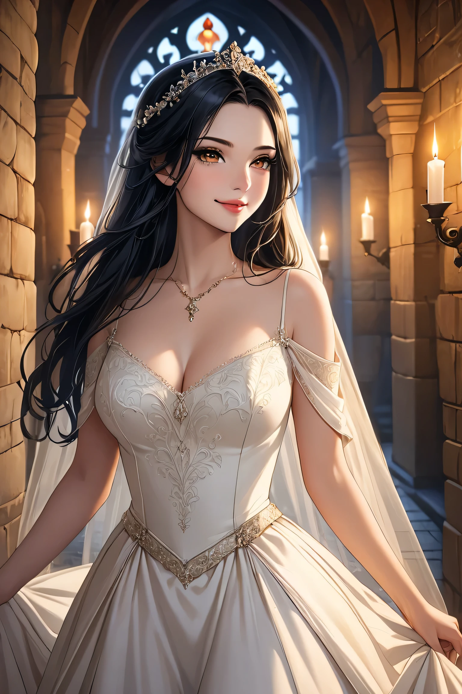 (highest image quality), (masterpiece), (vibrant, photography realistic, Realistic, Dramatic, Dark, Sharp focus, 8K), beautiful, Highly detailed face and skin texture, sexy wedding dress, ethereal beauty, mature asian woman,black long hair, make up, nsfw ,Close up shot, ((backlight)), holding sword, samurai wedding,Javanese Batik, wet forest background.