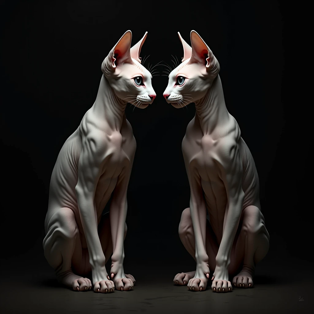sphynx hairless cat in the style of salvador dali