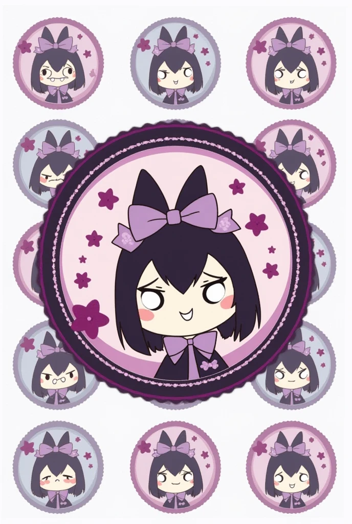 a round layout kuromi printable for cupcake topper 12pcs