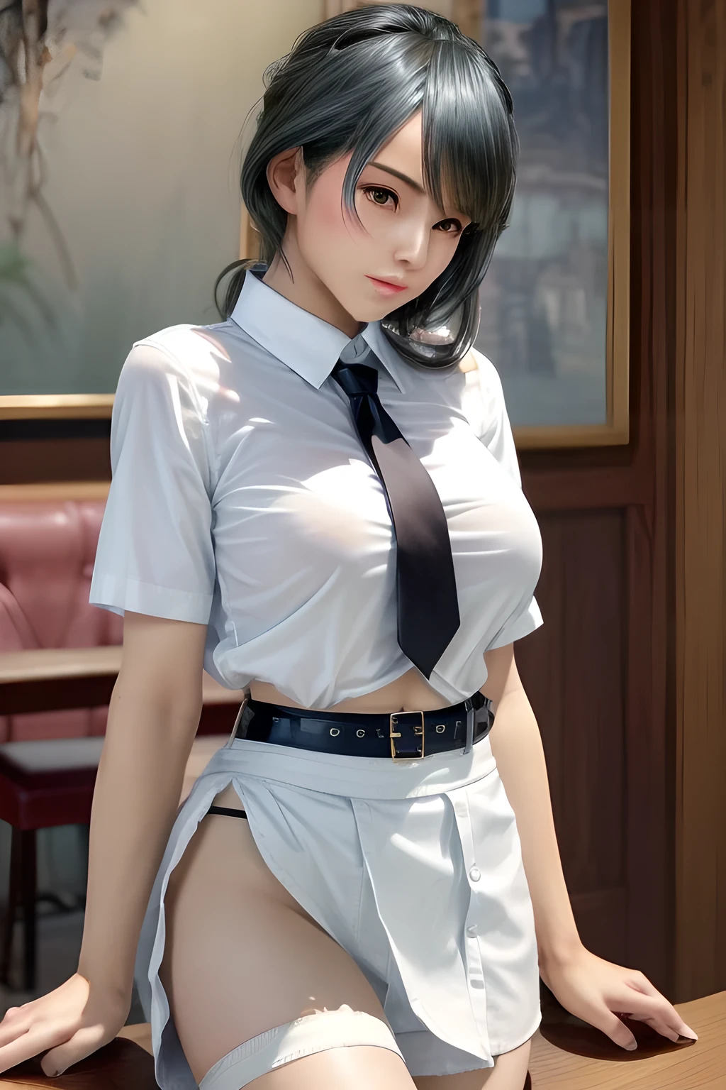 very cute and beautiful girl,(highly detailed beautiful face),
(smile:1.2),happy,white blouse,ribbon,pleated plait mini skirt,
black hair,sitting,spread legs,white panties,
wooden classroom,window,distant trees and town,
(best quality,masterpiece:1.2),absurdres,highres,ultra-detailed,extremely detailed,32k,8k resolution,
intricate details,cinematic scene,detailed background,solo,dynamic angle,