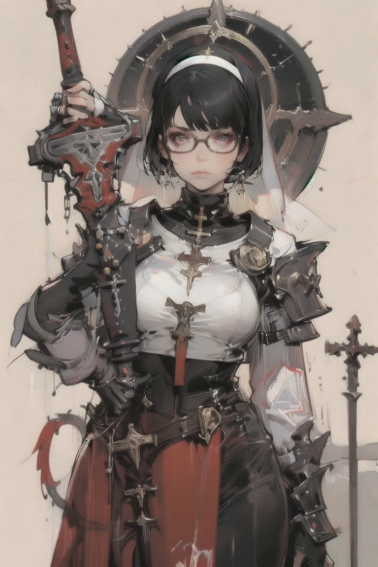 1girl,schoolgirl,armor,round glasses,<lora:ArmorFusion:1> ,epic realistic, faded, ((neutral colors)), art, (hdr:1.5), (muted colors:1.2), pastel, hyperdetailed, (artstation:1.5), warm lights, dramatic light, (intricate details:1.2), vignette, complex background, rutkowski