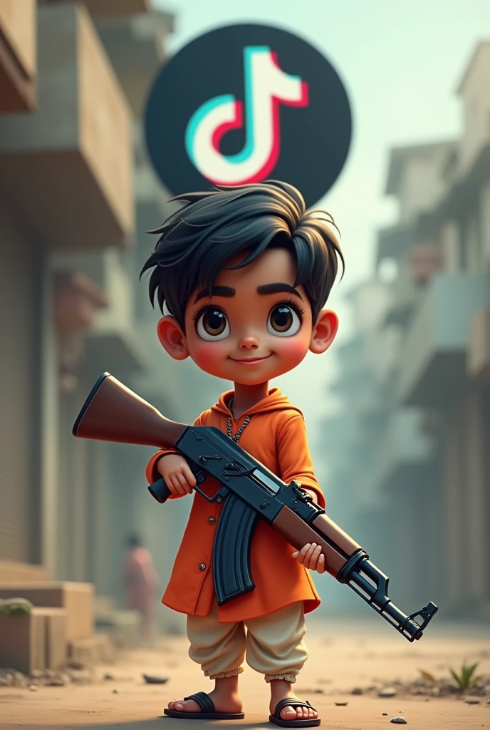 A boy wear prashant name tshirt and wear a cap on head and putting a pistol in our right hand and pick a bag of money in left hand