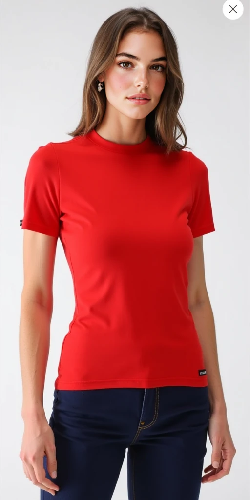 uma mulher com blusa marrom e shorts posando para uma foto, treinar com marrom, sport Camiseta, violet coloured Camiseta, camisa magenta, red Camiseta, Camiseta vermelha, red roupas esportivas, roupas esportivas, white Camiseta with red sleeves, vermelho marrom, camisa de malha, Manga curta, Camiseta, camiseta, roupas esportivas