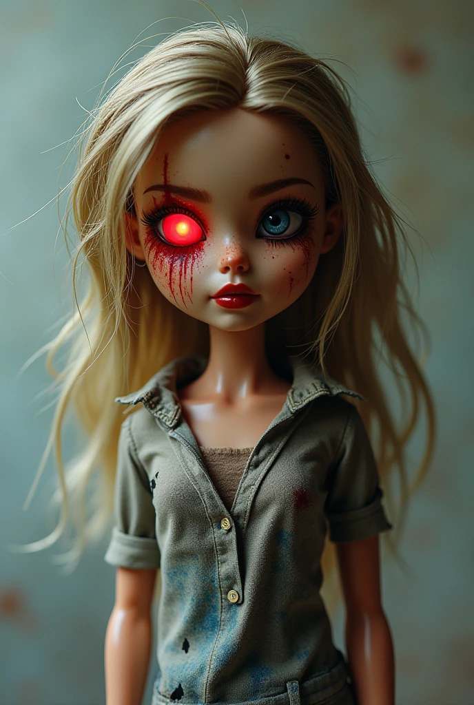 zombie girl, teenager, blonde hair, round sunglasses, face only, 3d face, face with injuries, blood on face, dirty face, masterpiece, ultra detailed, ultra realistic, high quality photography, 4k resolution, best quality, super detail, best walpapper quality, colorful, best illustration, best lighting, dynamic pose, dynamic angle