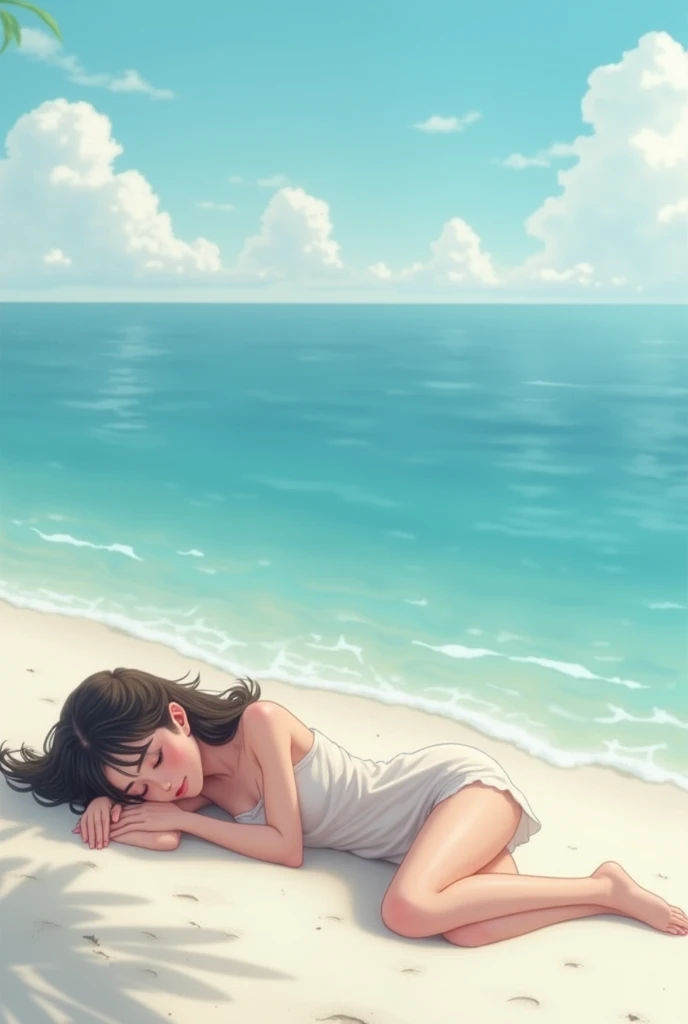 , no humans, , masterpiece, highest quality,, detailed description,, relaxing,evening,Ocean,Sandy Beach