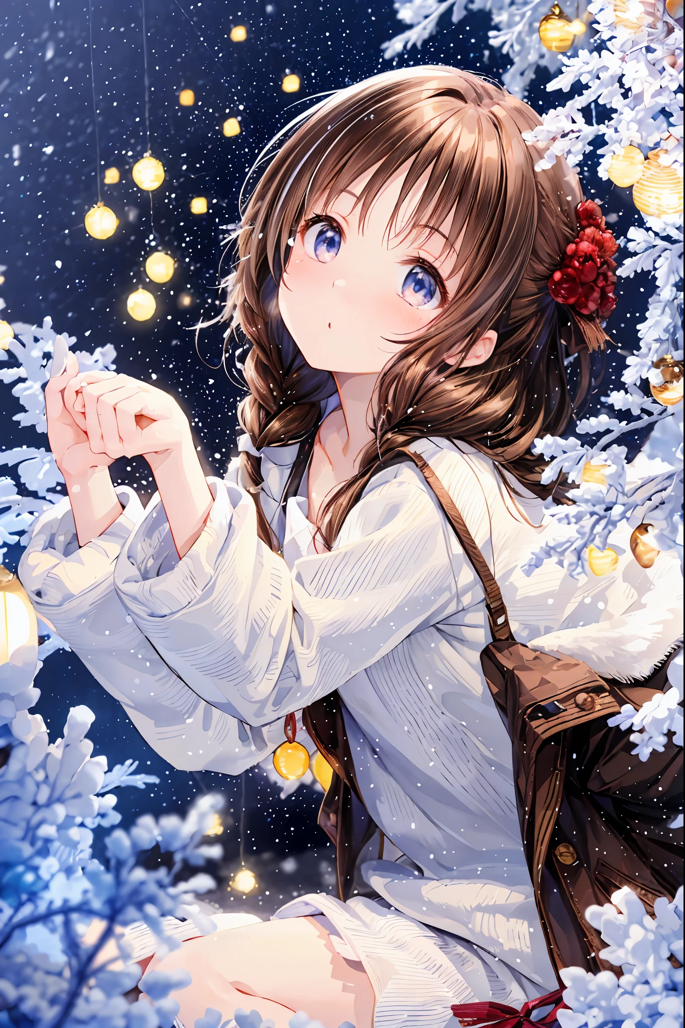 Winter clothes、Red coat、Bare legs、( top quality ,Masterpiece:1.3, Ultra-fine ),( very detailed, caustics,8k),( realistic :1.4,RAW shooting),18 years old, Japanese , cute, カメラを見て笑faceで ,( face :1.2),( faceクローズアップ :1.2),(Low position:1.3),( low angle:1.4), brown hair, Shortcut , slender beauty , messy hair,Cityscape, brown hair, Shortcut , Unkempt Hair ,Short braided hair,Neat, slender beautiful woman,Correct posture,Small chest, Beautiful Legs, Enchanting gray-blue eyes are shining like stars,Droopy eyes, bright color, beautiful eyes,繊細な笑face,Textured Skin, Best Quality at its Best , gentle and beautiful woman , anime style、