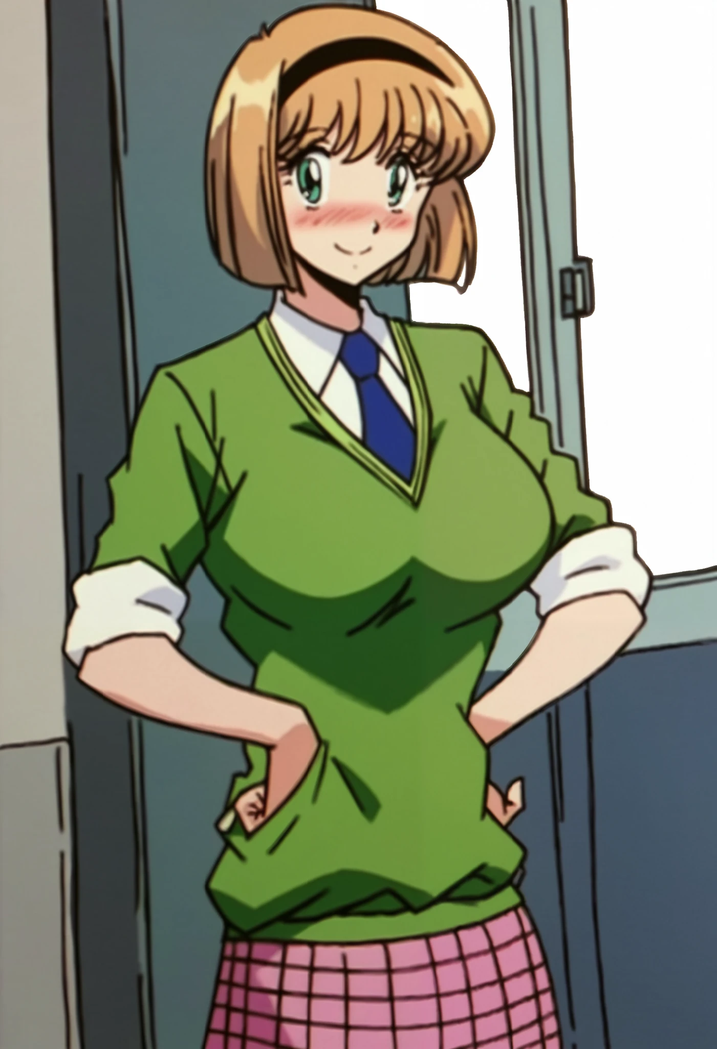 score_9, score_8_up, score_7_up, source_anime, anime screencap, anime coloring, 1girl, ochako uraraka, brown hair, short hair, smile, very tight gym uniform, very tight sleeveless white shirt, undersized micro blue buruma, wedgie, zettai ryouiki thighhighs, standing, looking at viewer, indoor, classroom, erect nipples, huge breast, skinny, milk stains, natural armpit hair, Unshaven Pubic Hair, futa, flaccid_penis, precum, (skinny), Thin and with prominent ribs, nsfw, standing, hands on hip, (short stack:0.5), cowboy shot