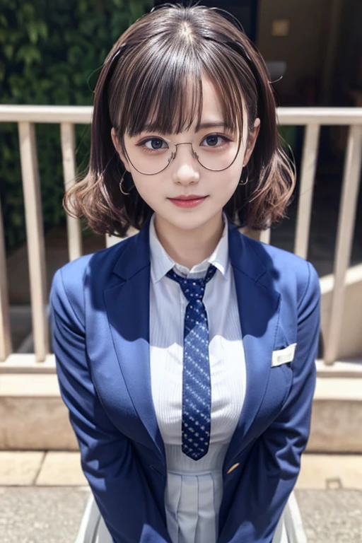 In the middle of work、sexy、Inconspicuous、Quiet、beautiful girl、Japanese、Beautiful breasts、Short Bob、suit、round face、round rim glasses、Ultra-realistic capture, Highly detailed, High resolution 16k close-up of human skin. Skin texture must be natural, With such detail that pores can be finely identified. Skin should look healthy, In a uniform tone. Use natural light and color,(RAW Photo, Best Quality), best Quality, Highly Detailed, Masterpiece, Ultra Detailed