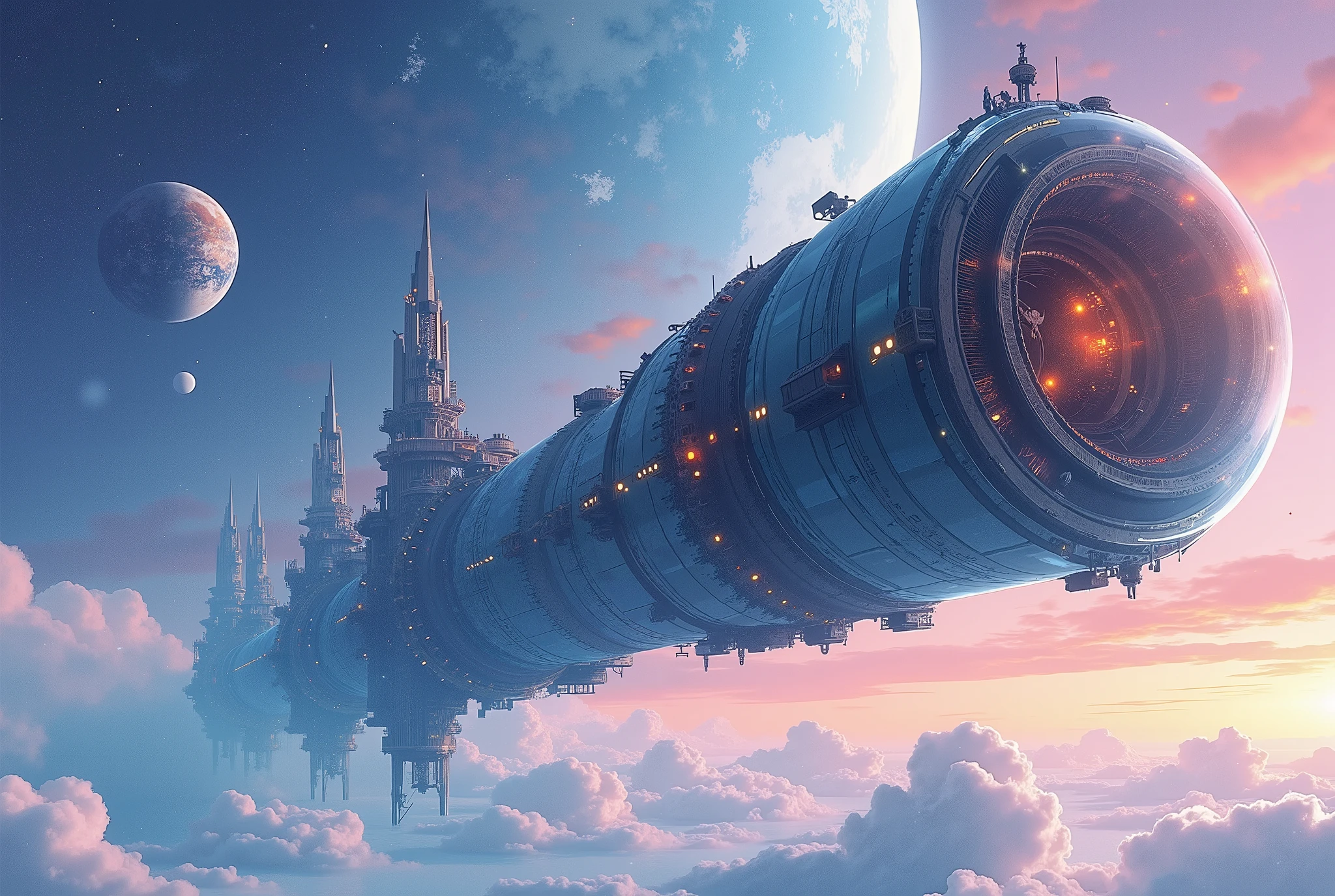 (Masterpiece:1.2,  top quality,  ultra high definition,  very detailed,  BEST ILLUSTRATIONS),8k,16k,wallpaper,space colony,,(Cylinder-shaped glass-walled space colony :2.0),(people類が増えすぎたpeople口を宇宙に移民させるようになって半世紀が過ぎた:2.0),(地球の周りの発達したpeople工都市はpeople類の第二の故郷となり、peopleはそこで子を産み、Raising 、 died :2.0),( Space Century 0078 :2.0),( Space Colony Side 3 called the Principality of Zeon :2.0),( The Principality of Zeon challenged the Earth Earth Federal Government to the War of Independence :2.0),(地球連邦とジオン公国の総people口は半分を死にいたらしめた:2.0),(people々was terrified by his own actions.:2.0),(The background is outer space:2.0),( and express the huge feeling of the cylinder-shaped Space Colony with depiction from below :2.0),(Watercolor)
