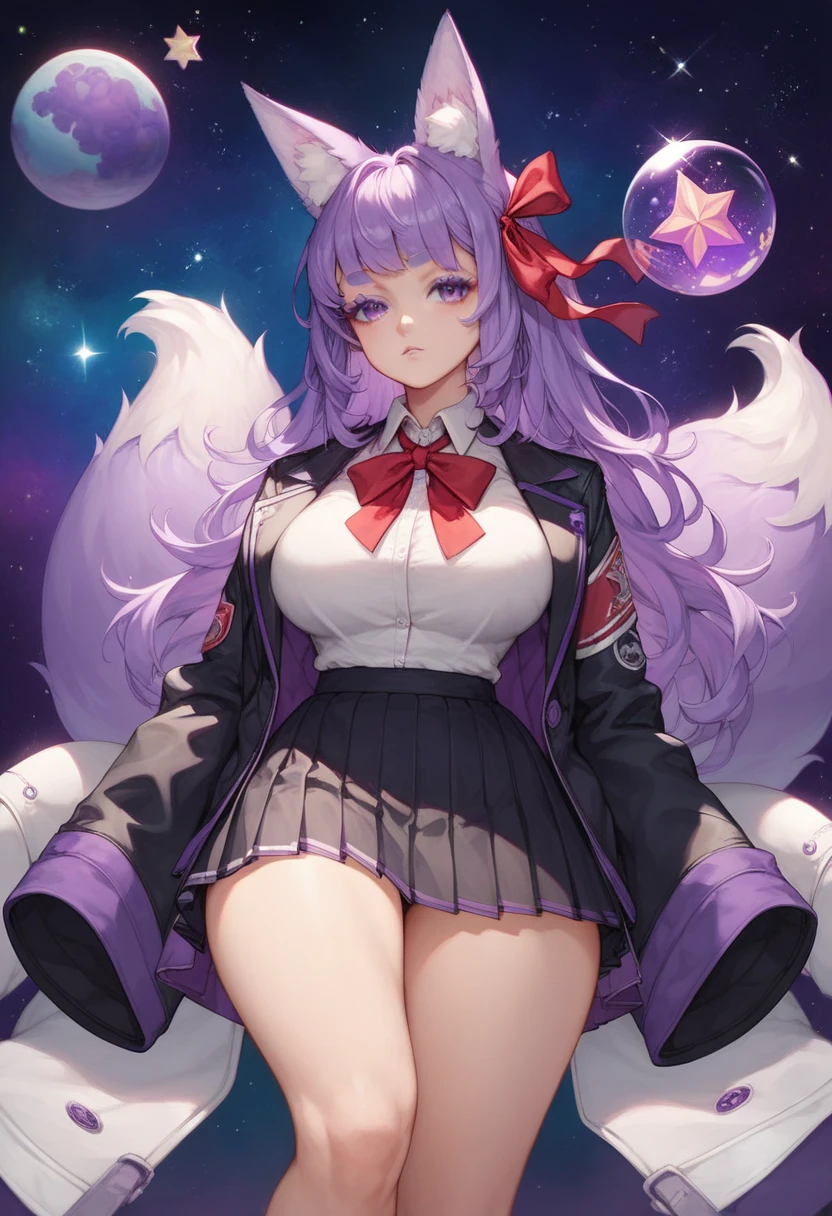 Girl, (Reisen Udongein Inaba:1.2) (from touhou project), perfect quality, on the background of the (red moon with stars:1.1), right hand pointing to the center, (index finger pointing on you), (red glowing eyes:1.1), red tie, white skirt, (detailed face and eyes:1.2), (????????????:1.1), (busty), (deep cleavage:1.1), (????? outline:1.2), (teat outline:1.2).index finger glow,