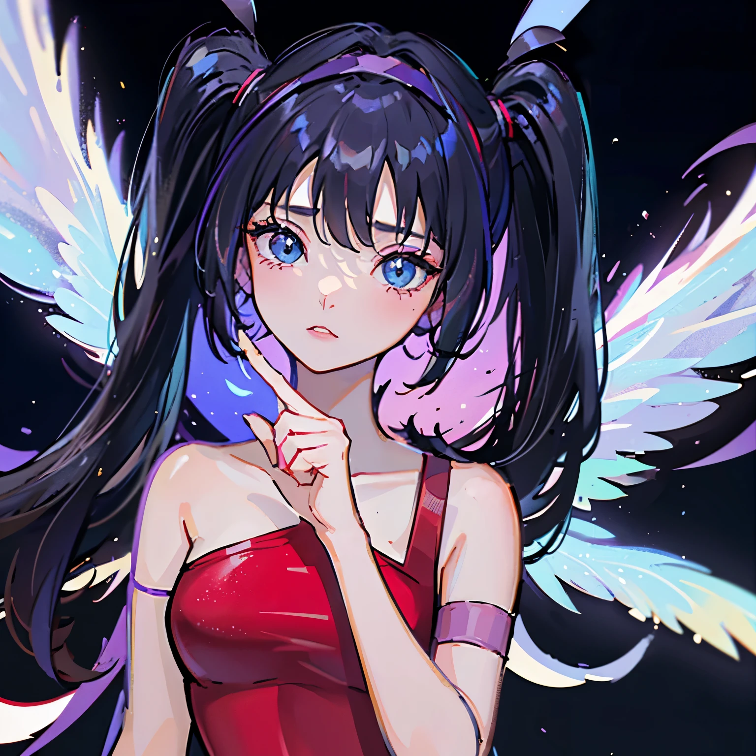 , high detail, high quality, fkey, iwzry, g7cdpdto2i6hot6, au d elete, blackbox blackbox9158, fkey, sannso, reiko, tsubonari, anato finnstark, blazpu,
1girl, musa, winx club, dark blue hair, twintails, deep blue eyes, straight bangs, long hair, eyes without glare, long eyelashes, narrowed eyes, half closed eyes, parted lips, white wings, medium sized wings, plays electric guitar, on the stage, black background, white light, spotlight, ((((blurry)))), gorgeous, beautiful, microphone on stand, relaxed pose, head slightly tilted back, hair falling in her face, messy hair, wind, white dress, open shoulders, fashion dress, long fingerless gloves, white gloves, upper body, mysterious girl, poor quality, teenage girl, small breasts, narrow waist, gloomy atmosphere, muted colors