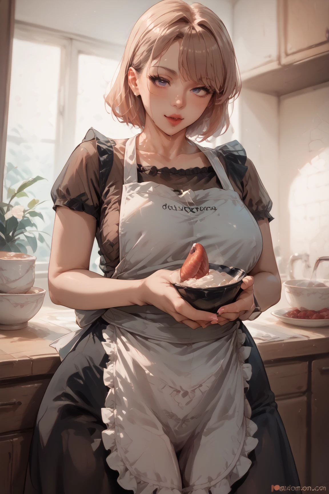 a bit,  One Girl ,  apron,