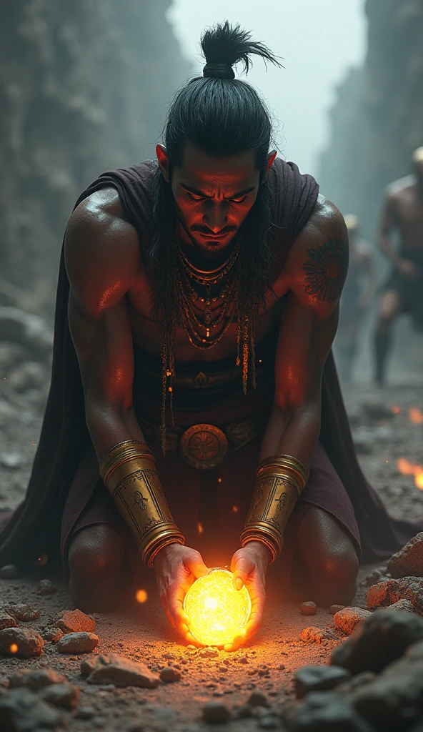 Handsome 20 year old man with bodybuilder body, blue eyes, black hair and short beard doing witchcraft ritual 