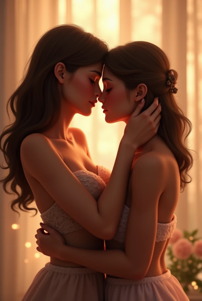 Two women kissing