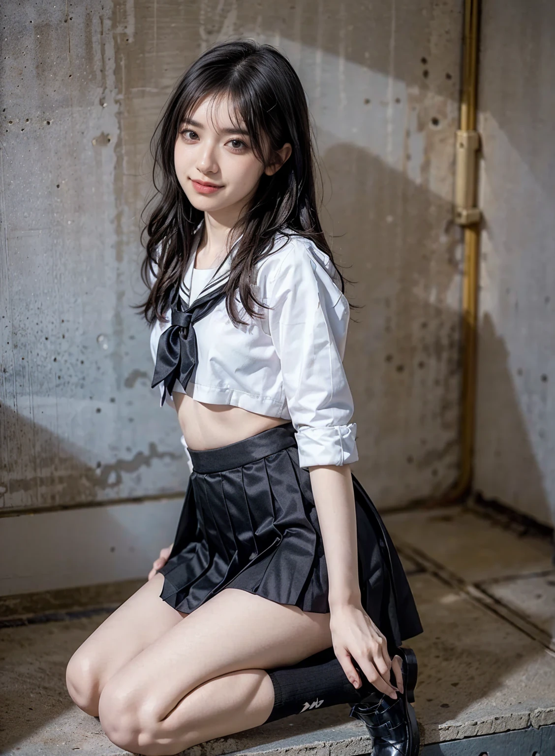 Highly detailed CG Unity 8k wallpaper、Highest quality、Ultra-detailed、masterpiece、Realistic、Photo realistic、A cute girl drawn in great detail、20-year-old、(Skirt rip)、(Roll up the skirt yourself))、White panties、Panty Focus、blush、Lips parted、Looking at the audience、Semi Body Shot、JAPANESE IDOL OUTFIT、stage、Showing panties、