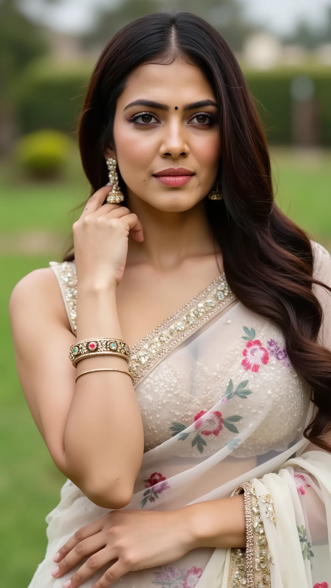 portrait,(NSFW 0.75) boy,woman, ((princess pose)) ,very very big breast, soft thick sexy saree white, orange , pink ,teal,red, yellow colour ,flower design modern light wedding saree, colorful, flower armor, good anatomy, best quality, (((masterpiece))), high quality, realist, best detailed, details, realist skin, skin detailed, underboobs, beautiful posing under a fairy tale of exotic magic,lehenga choli, girl immersed in water , soaked saree, meadows background , bokeh effect , nipple slip , put milk in breast,off shoulder, strapless blouse, slightly chubby hip,different saree wearing style,(multi chain jewellery blouse),(wearing jewellery on blouse)(buttocks and looking back)((very thick blouse))) red saree