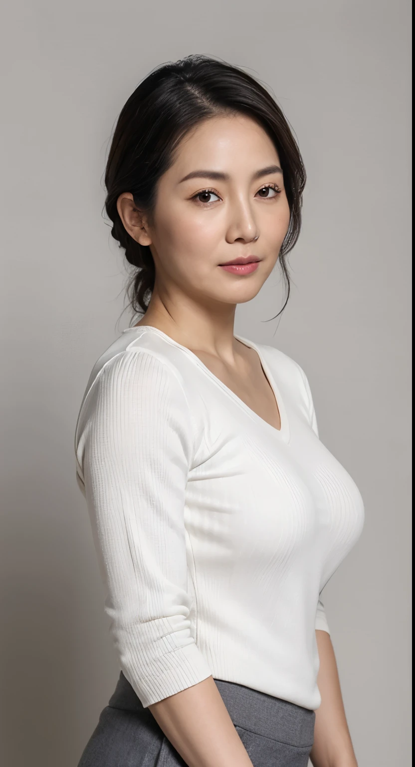 highest quality。8K-Picture。RAW photo、masterpiece、realistic、photo realistic、Random Random、((1 female)),(((Full body Esbian)))。((mature woman、died, Mami, mature woman)), ((plump breasts)),Bewitching、mature womanグラビアアイドル。Beautiful Women in perfection Style。she'She's thin but her breasts are big。The charm of the gap。married woman、mature woman、45 years old、Soft breast roundness、Delicate and accurate facial features、realistic背景、big and full breasts、sexy lips、Sensual smile、。dark brown hair。(big breasts:1.6)。cute eyes。double eyelid。length, wavy hair。very delicately drawn face。perfection((make a slit in a shirt or skirt、Brighten up your feet with heels。)))。Shooting location。(The fate of gravure idols、big breasts:1.6)。Subtle smile or shyness.
